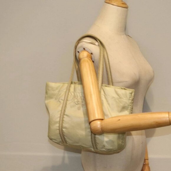 PRADA Hand Bag Nylon Silver Beige Auth - Picture 1 of 16